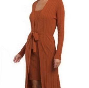 House of Harlow 1960 Rust Dress and Cardigan Set